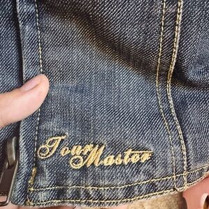 VINTAGE TOUR MASTERS WOMENS ARMORED DENIM BIKER JACKET SIZE 10-12